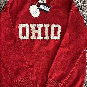 Ohio Crewneck Sweater in Red with White Lettering